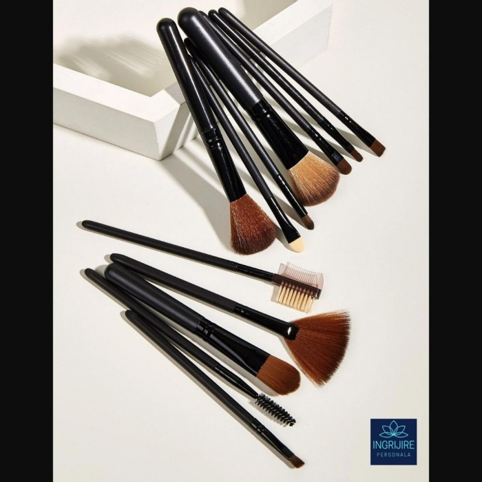 Set 12 pensule Black Elegance, machiaj profesional, cilindru transport [8]