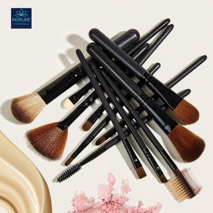 Set 12 pensule Black Elegance, machiaj profesional, cilindru transport [11]