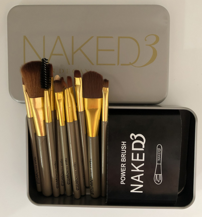 Set 12 pensule Nude, machiaj profesional, cutie metalica [3]