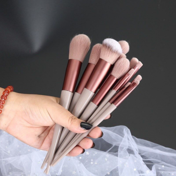 Set 13 pensule ROSE CHOLOLATE, machiaj profesional, husa [10]