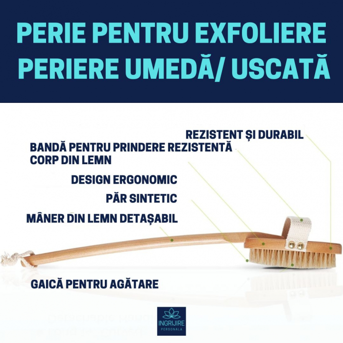 Set 3 perii de baie pentru masaj si tonifiere, lemn [13]