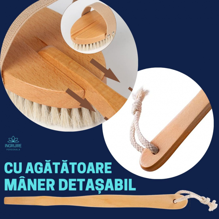 Set 3 perii de baie pentru masaj si tonifiere, lemn [12]