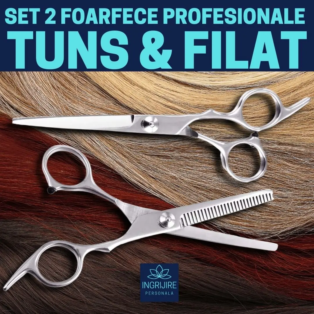 Set complet pentru frizerie format din foarfece pentru tuns si filat 6'', brici cu lama interschimbabila si pieptan din otel inoxidabil [2]