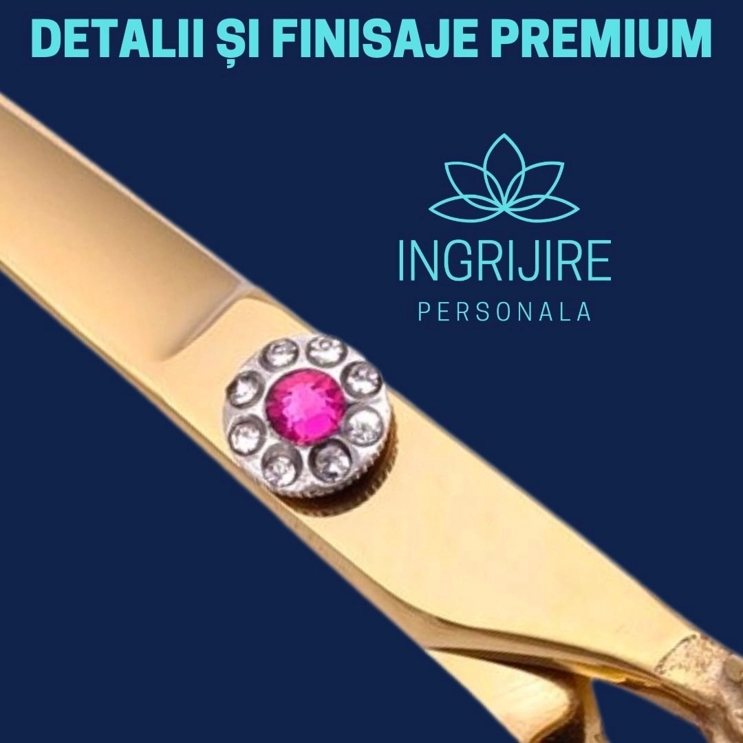 Set de 2 foarfece de tuns 6'', otel japonez, Royal gold [8]