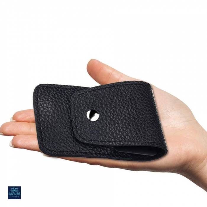 Set de 2 unghiere pentru manichiura&pedichiura cu carcasa din piele ecologica, otel negru mat [4]