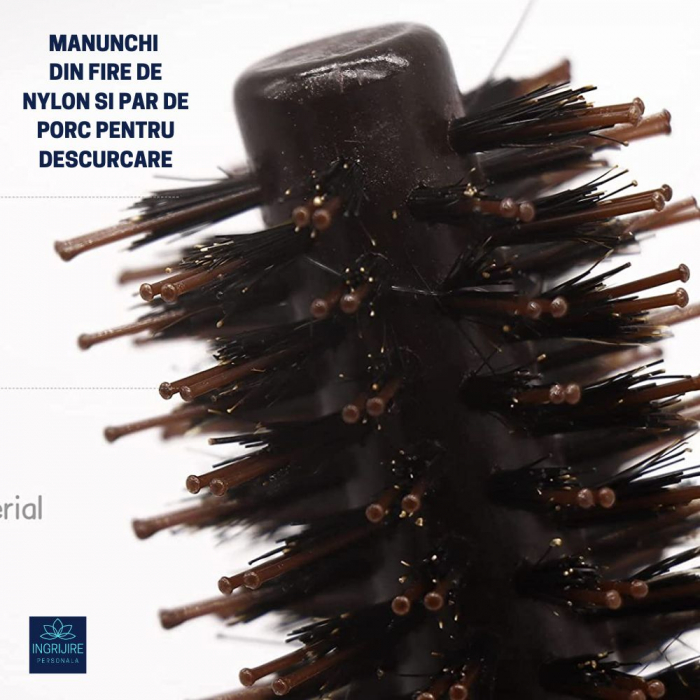 Set de 3 perii pentru frizerie, maner din lemn, termorezistente [9]