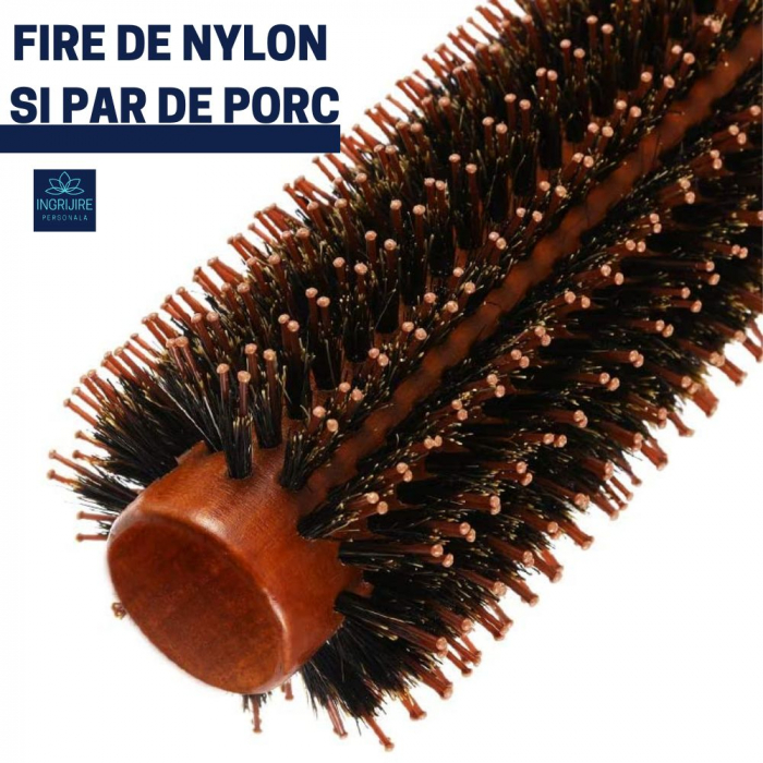 Set de 3 perii pentru frizerie, maner din lemn, termorezistente [5]