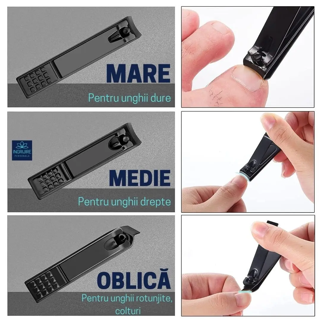 Set de 3 unghiere pentru manichiura&pedichiura cu carcasa, otel inoxidabil [6]