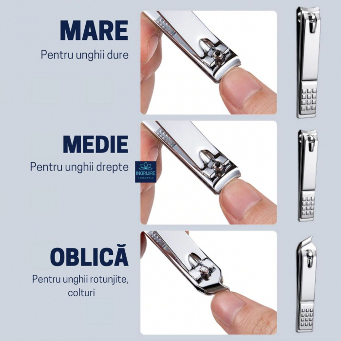 Set de 3 unghiere pentru manichiura&pedichiura cu carcasa, otel inoxidabil [13]