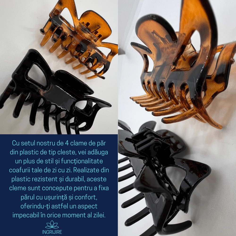 Set de 4 clame de par, negru/maro [2]