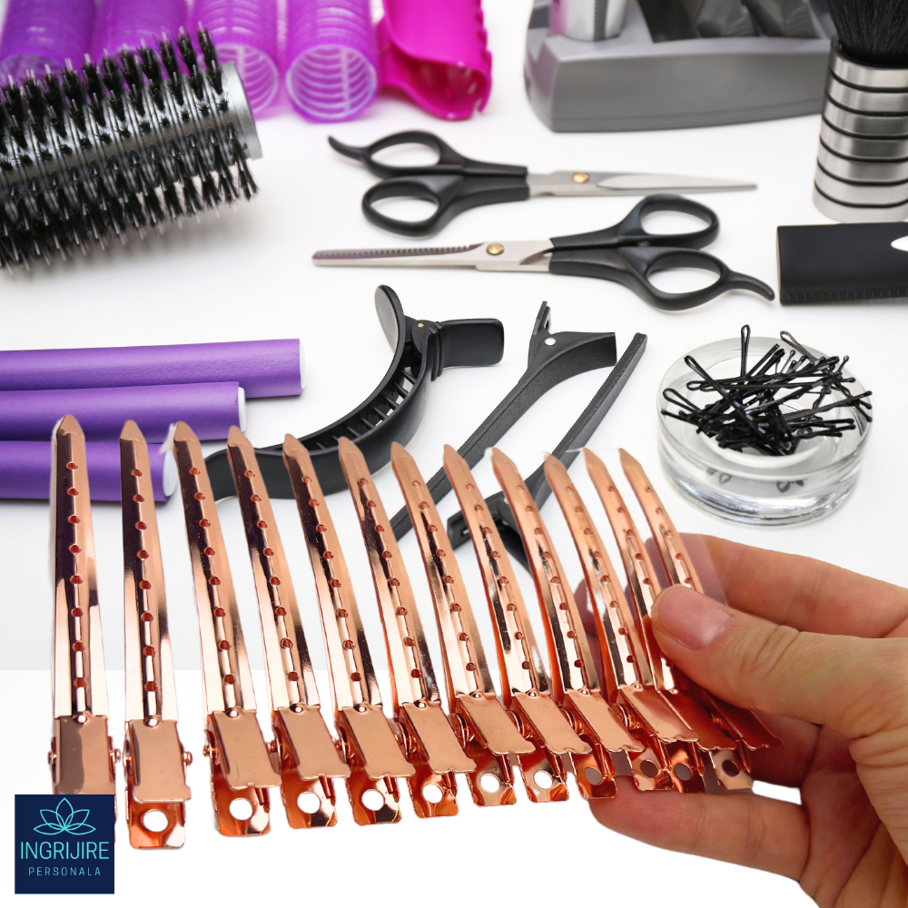 Set de 12 clame de par pentru coafura, rose gold [9]