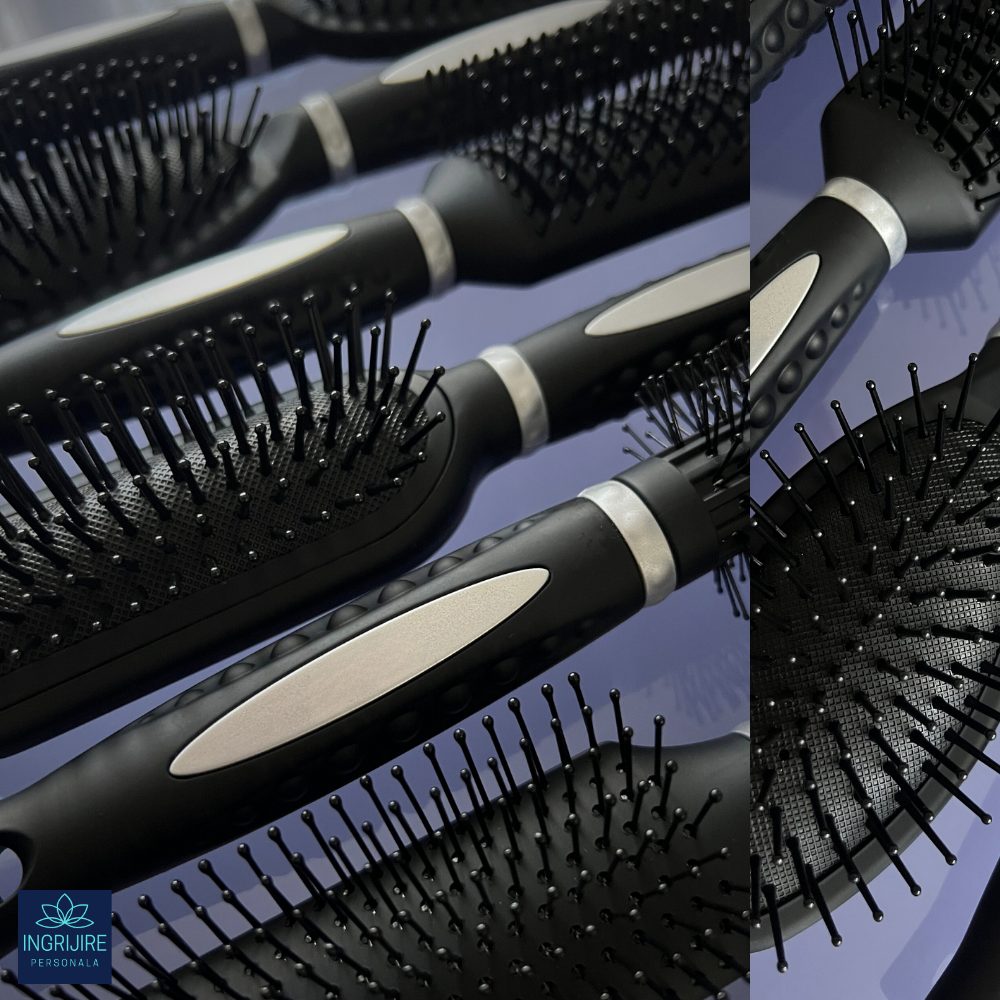 Set de 6 perii de par, BLACK, pentru coafor/frizerie [7]