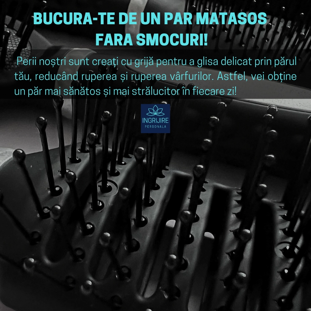 Set de 6 perii de par, BLACK, pentru coafor/frizerie [6]