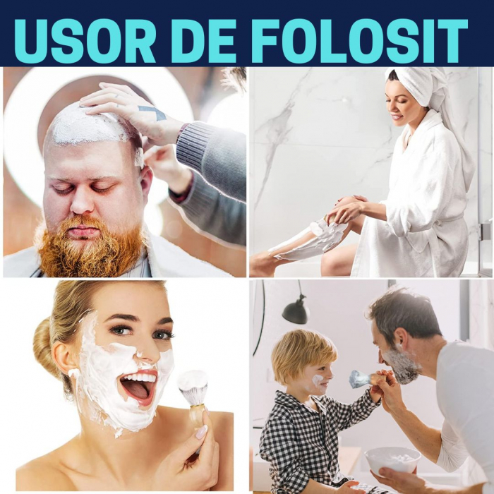 Set pentru barbierit din aparat de ras clasic Safety razor si pamatuf cu maner din lemn [6]