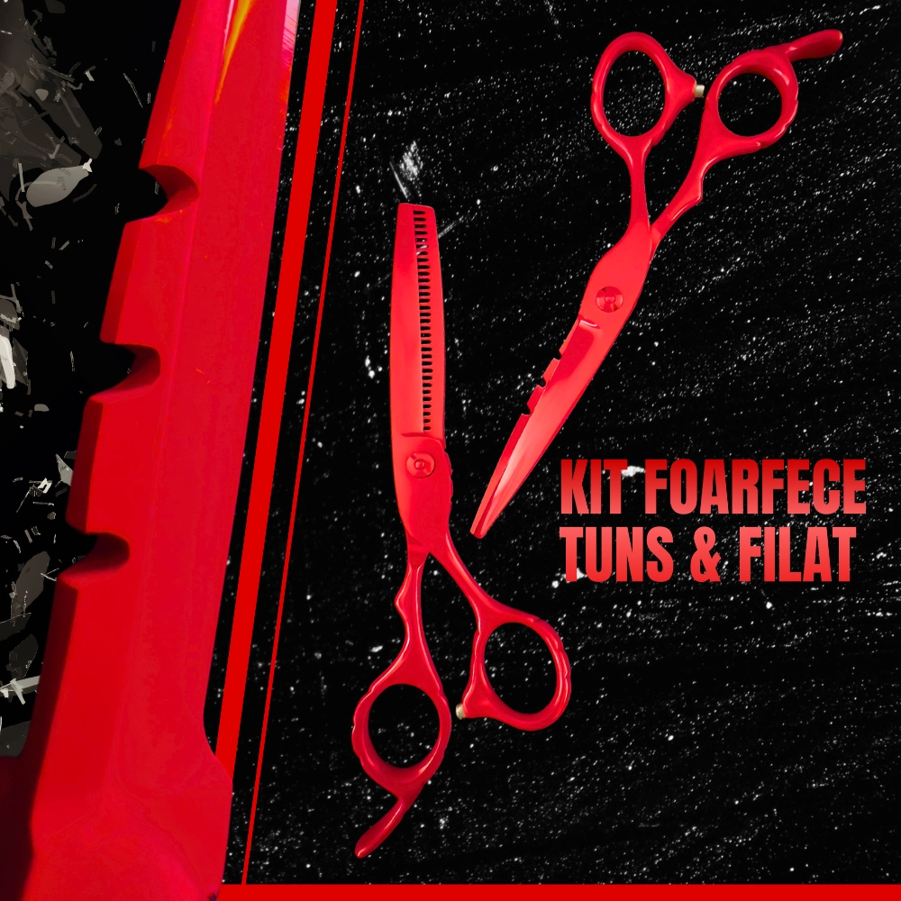 Set profesional de 2 foarfece de tuns si filat 6''- phantom red [7]