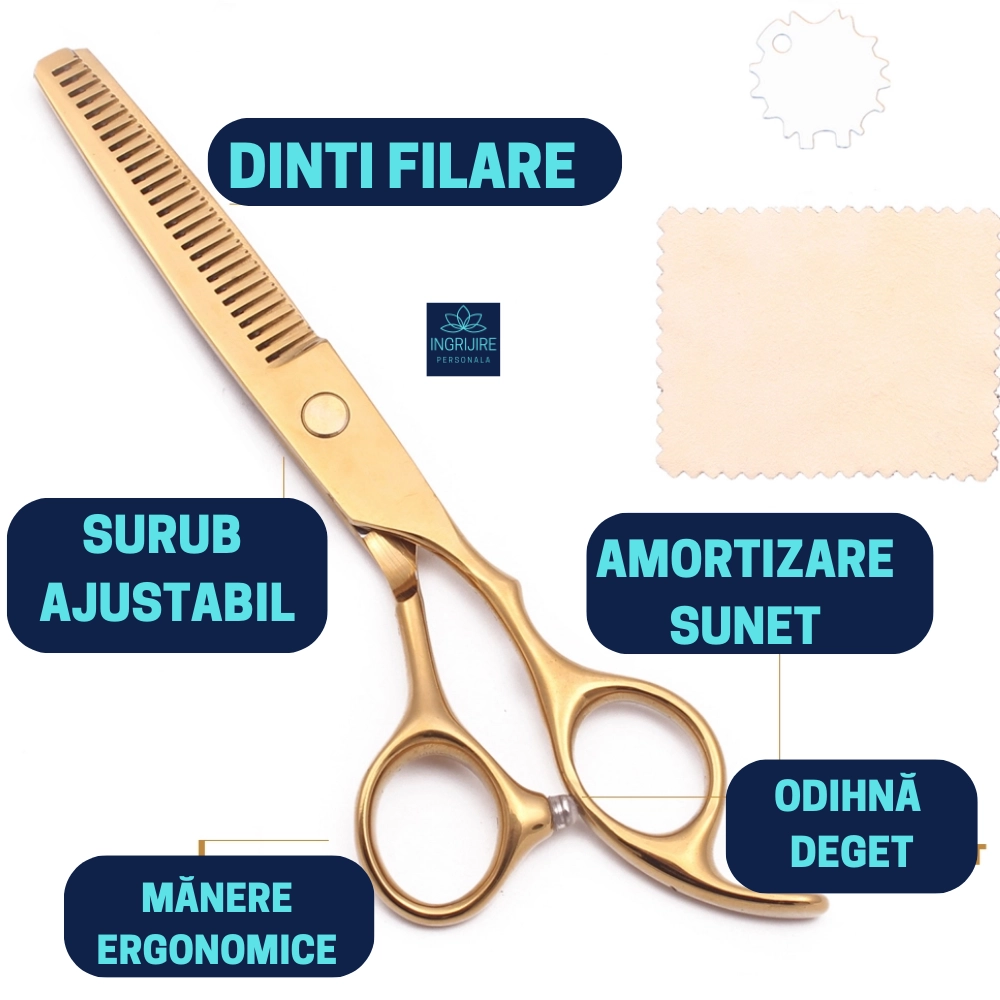 Set profesional pentru frizerie royal gold, 10 instrumente [6]