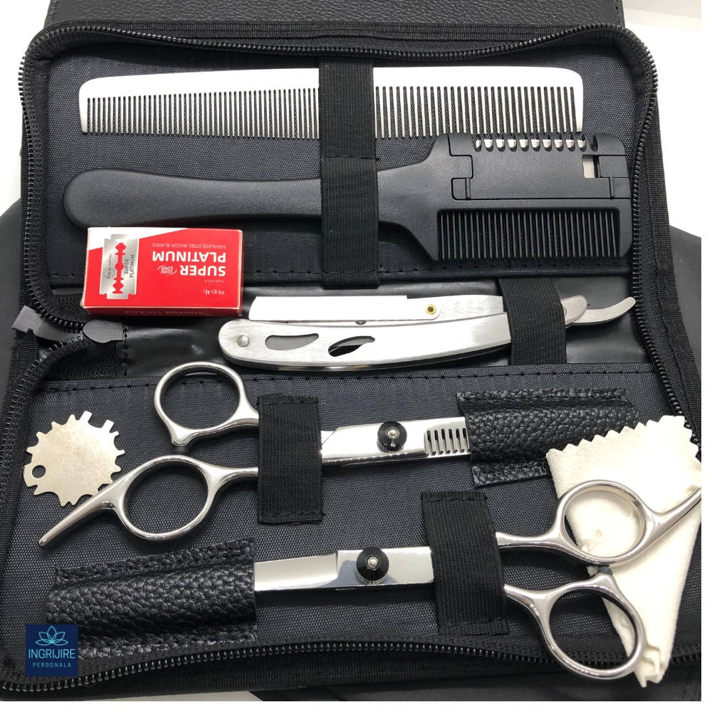 Set profesional pentru frizerie silver, 9 instrumente [2]