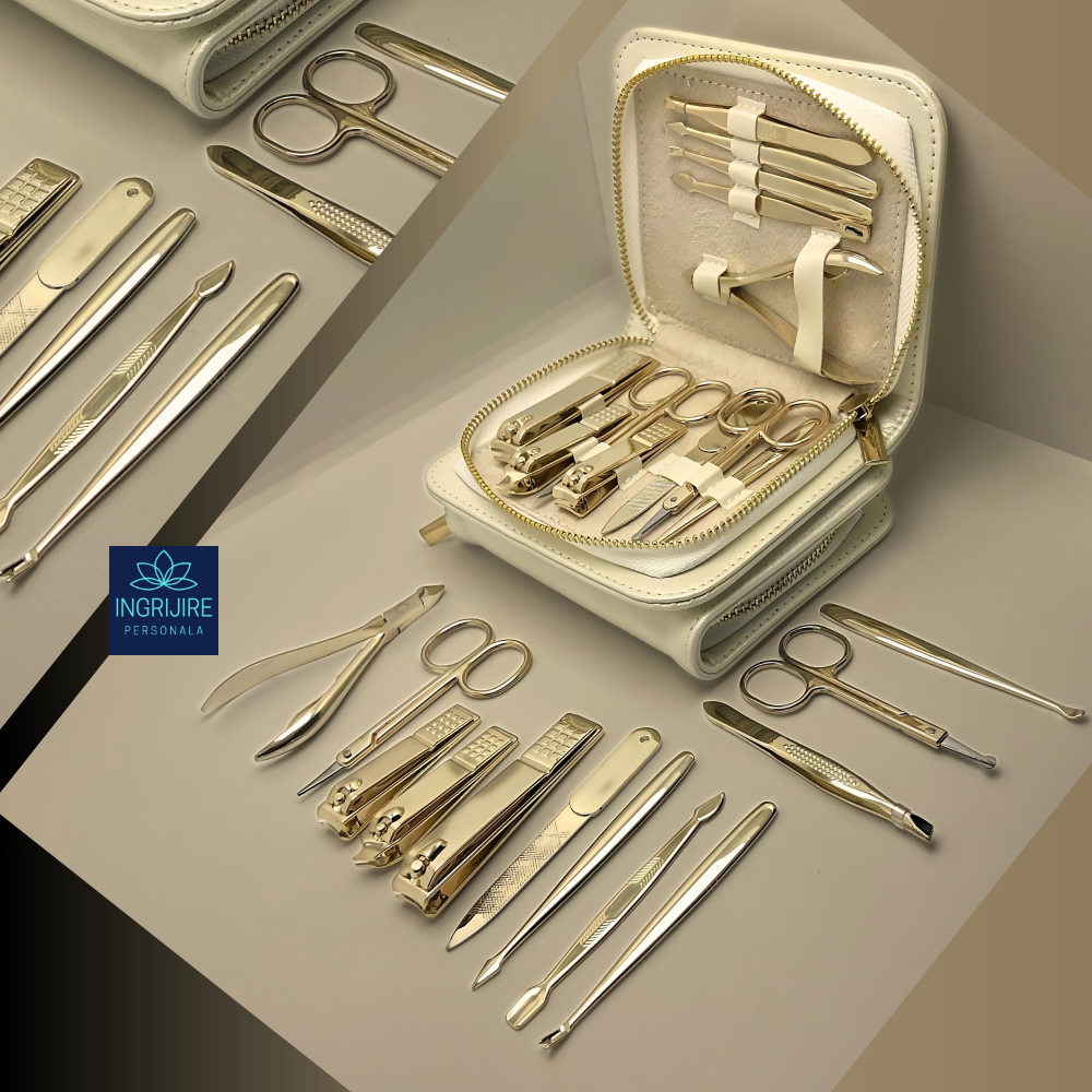 Trusa manichiura 12 piese, otel inoxidabil - Gold [10]