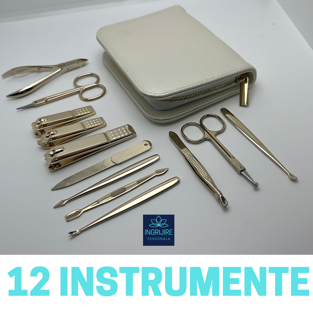 Trusa manichiura 12 piese, otel inoxidabil - Gold [7]