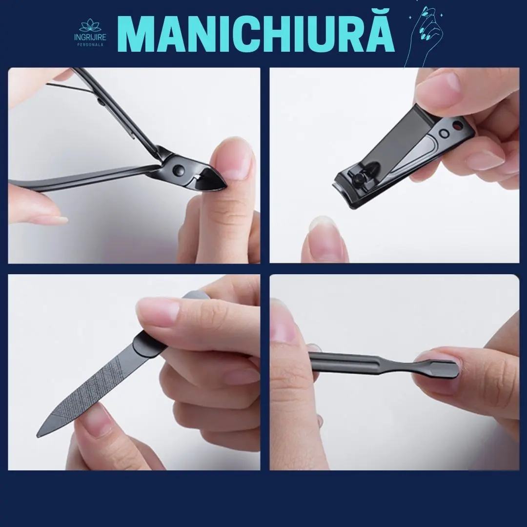 Trusa manichiura 15 piese, otel negru mat [4]