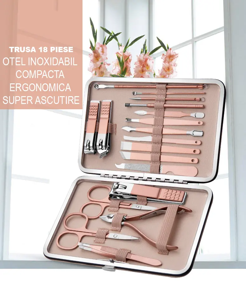 Trusa manichiura 18 piese, Coral Pink [4]