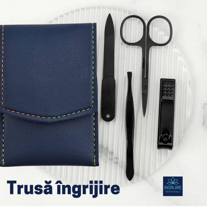 Trusa manichiura 4 piese, otel inoxidabil, Marine blue [10]