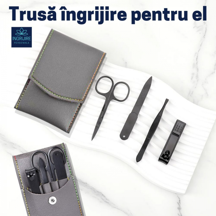 Trusa manichiura 4 piese, otel inoxidabil, Street Grey [8]