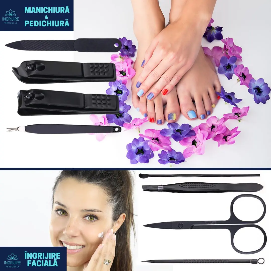 Trusa manichiura Black 8 piese, otel negru mat [4]