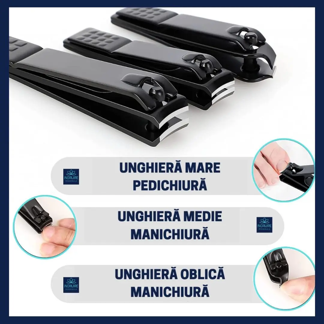 Trusa manichiura profesionala 15 piese black texture -piele eco texturata [6]