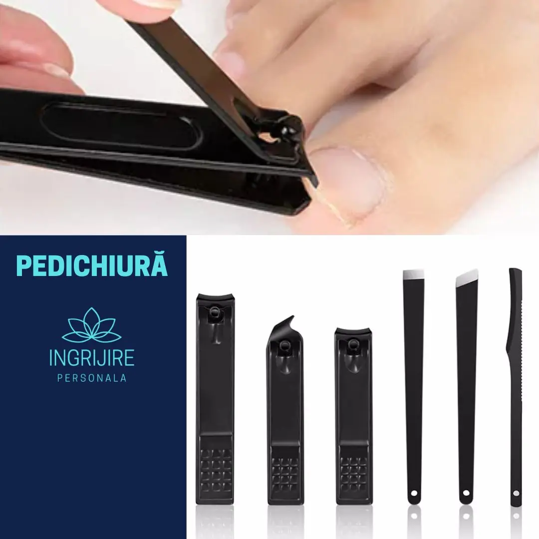 Trusa manichiura profesionala 15 piese black texture -piele eco texturata [8]