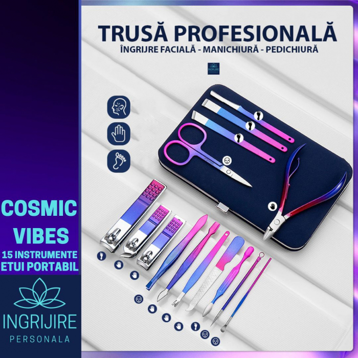 Trusa manichiura profesionala 15 piese, cosmic vibes [4]