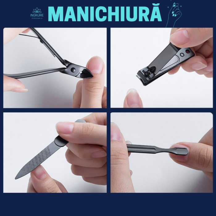 Trusa manichiura 15 piese, otel negru mat [8]