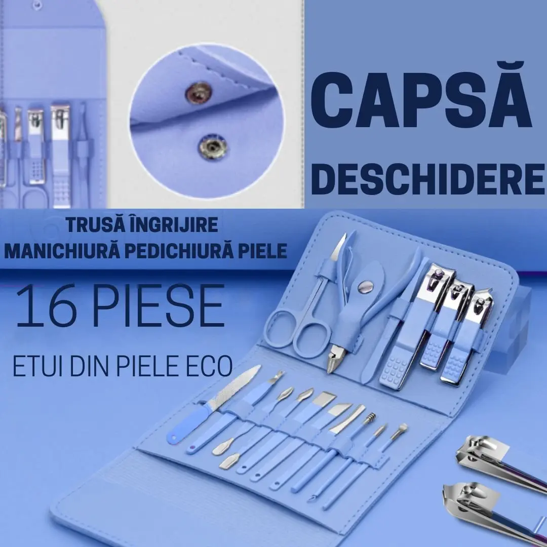 Trusa manichiura profesionala 16 piese, otel inoxidabil -LAGOON [2]