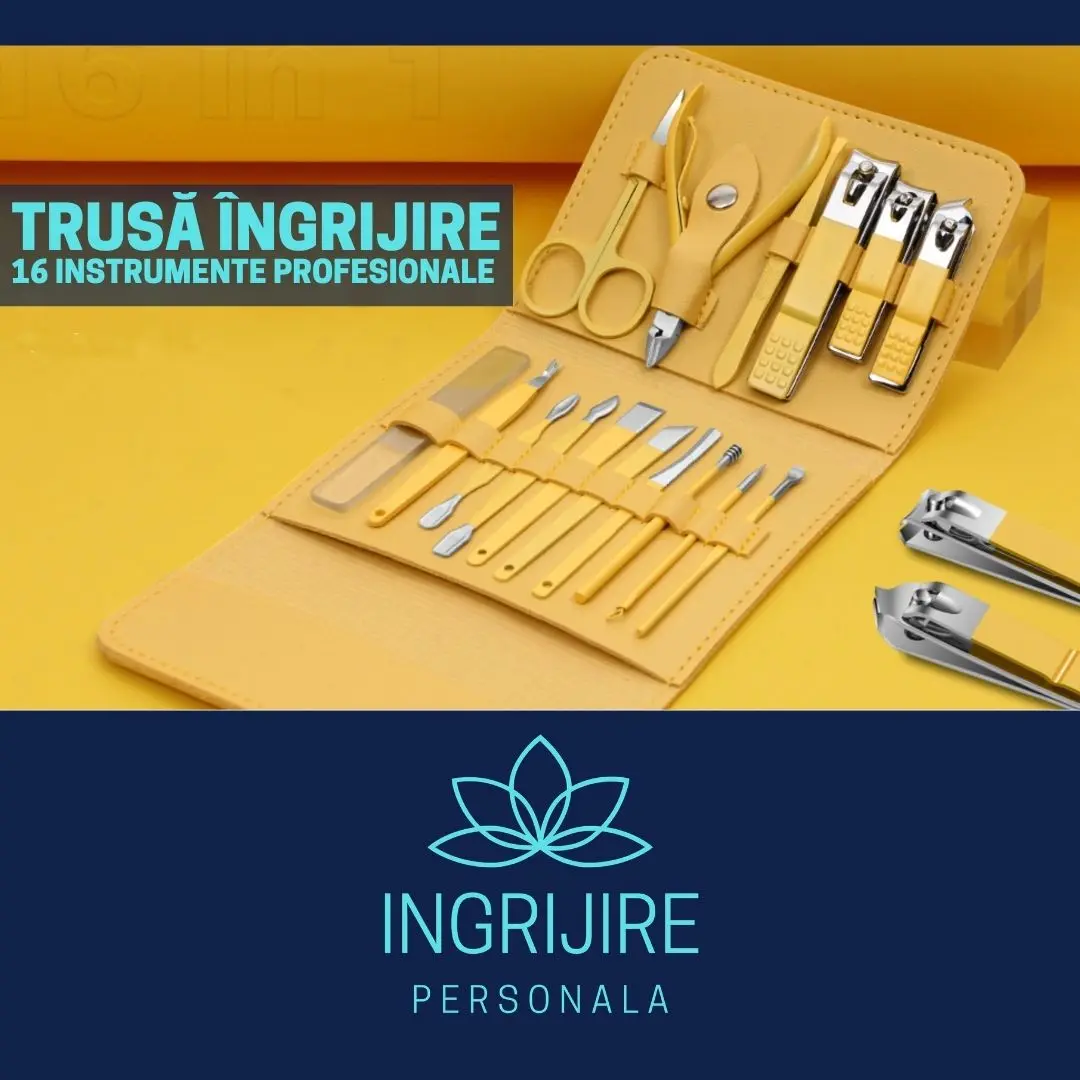 Trusa manichiura profesionala 16 piese, otel inoxidabil - LEMON [9]