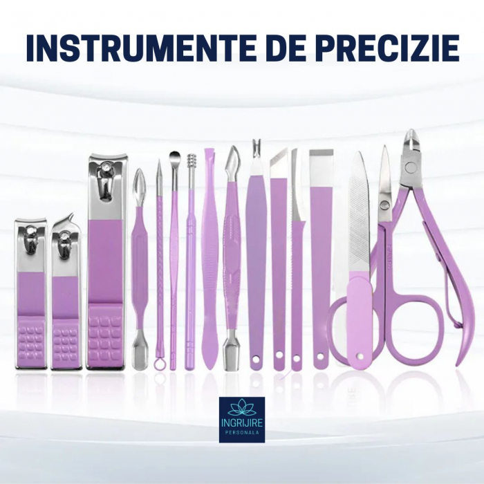 Trusa manichiura profesionala 16 piese, otel inoxidabil -ORHIDEE [12]