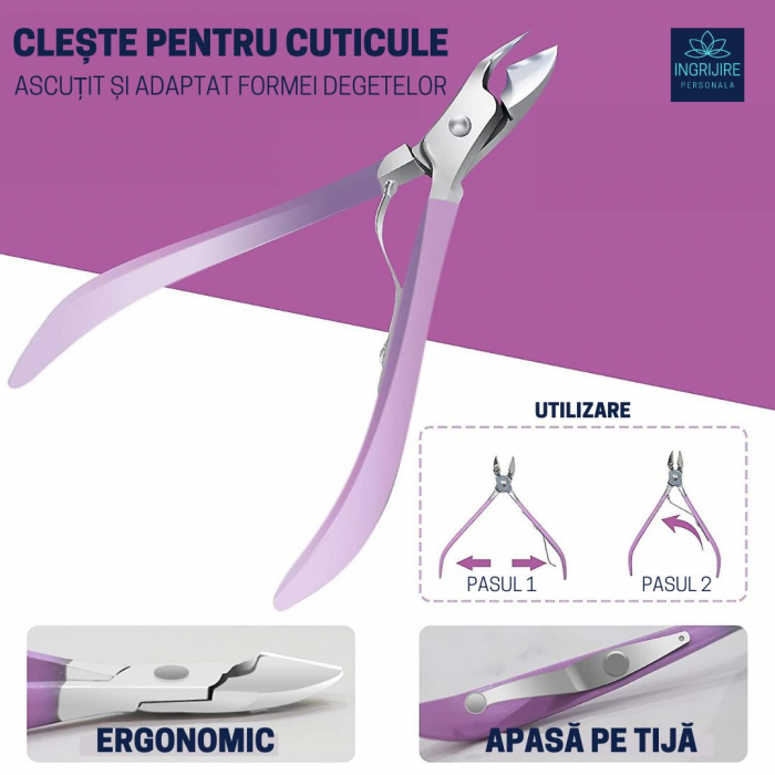 Trusa manichiura profesionala 16 piese, otel inoxidabil -ORHIDEE [7]