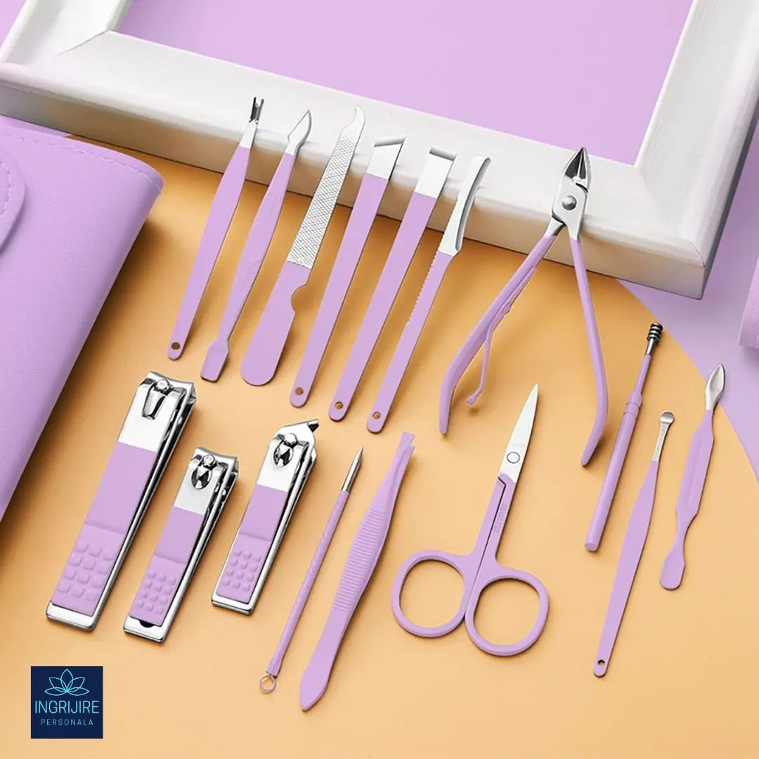 Trusa manichiura profesionala 16 piese, otel inoxidabil -ORHIDEE [3]