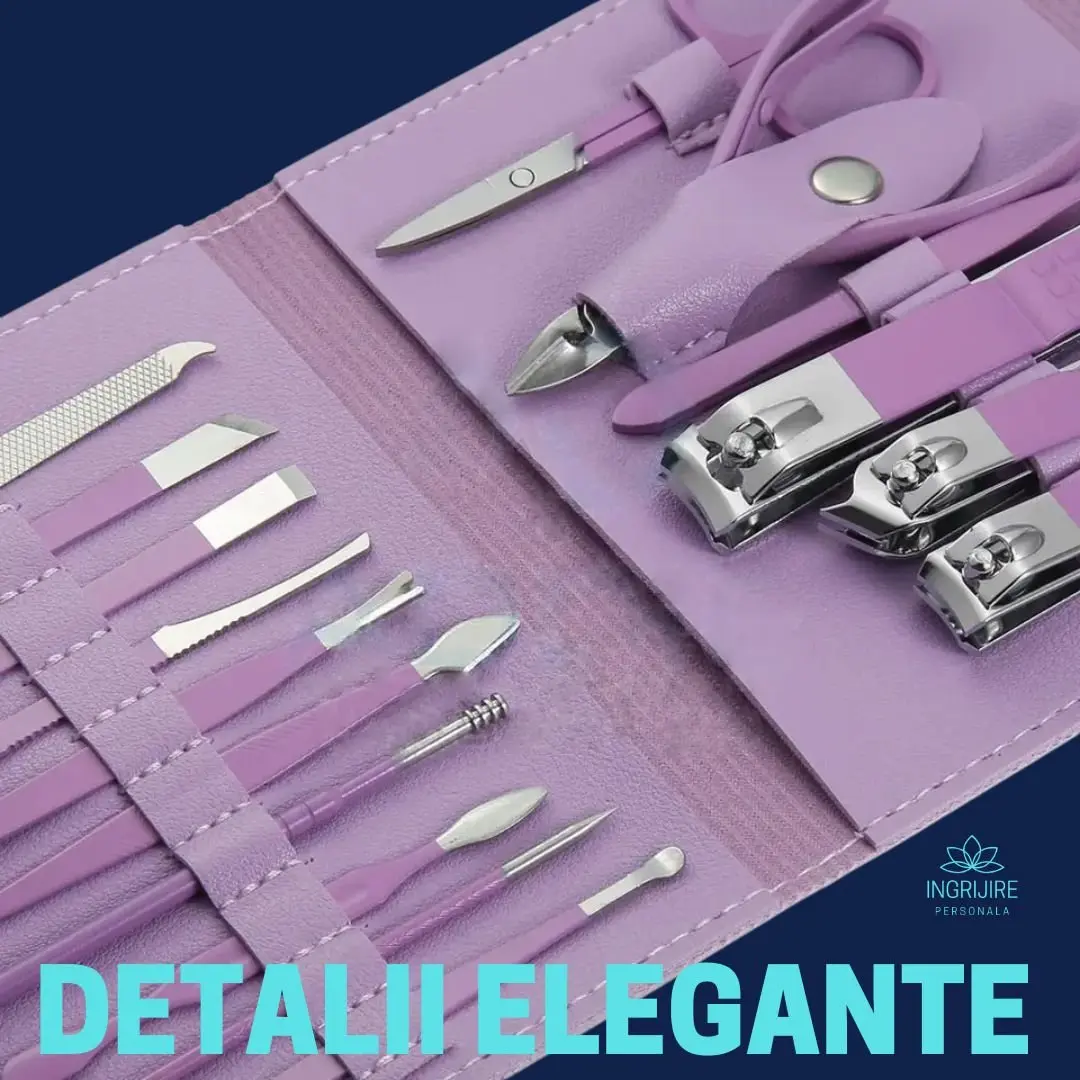 Trusa manichiura profesionala 16 piese, otel inoxidabil -ORHIDEE [7]