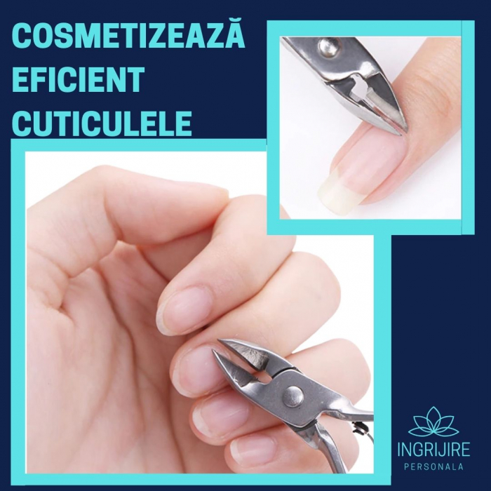 Trusa manichiura profesionala 16 piese, otel inoxidabil - PINK BABY DOLL [16]