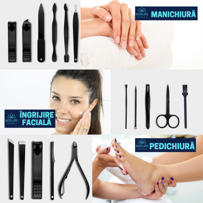 Trusa manichiura profesionala 16 piese, TRUE BLACK [4]