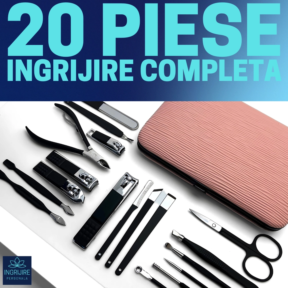 Trusa manichiura profesionala 18 piese, Black&Pink [3]