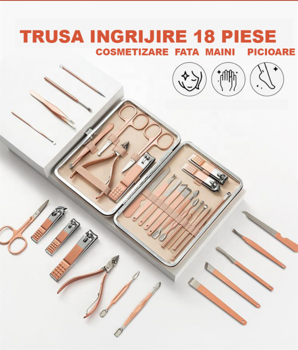 Trusa manichiura 18 piese, Coral Pink [3]