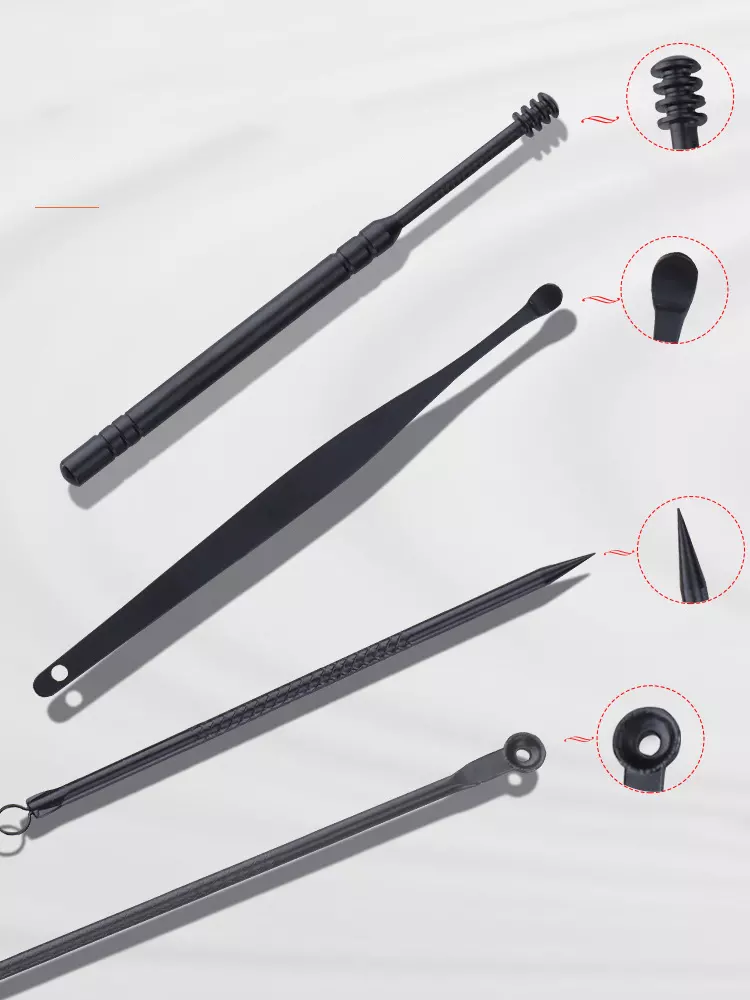 Trusa manichiura profesionala 18 piese, otel negru mat, interior textil ROSU RED WINE [7]