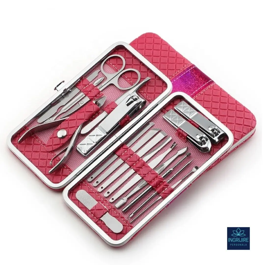 Trusa manichiura profesionala 18 piese, Silver, Ruby Pink [9]
