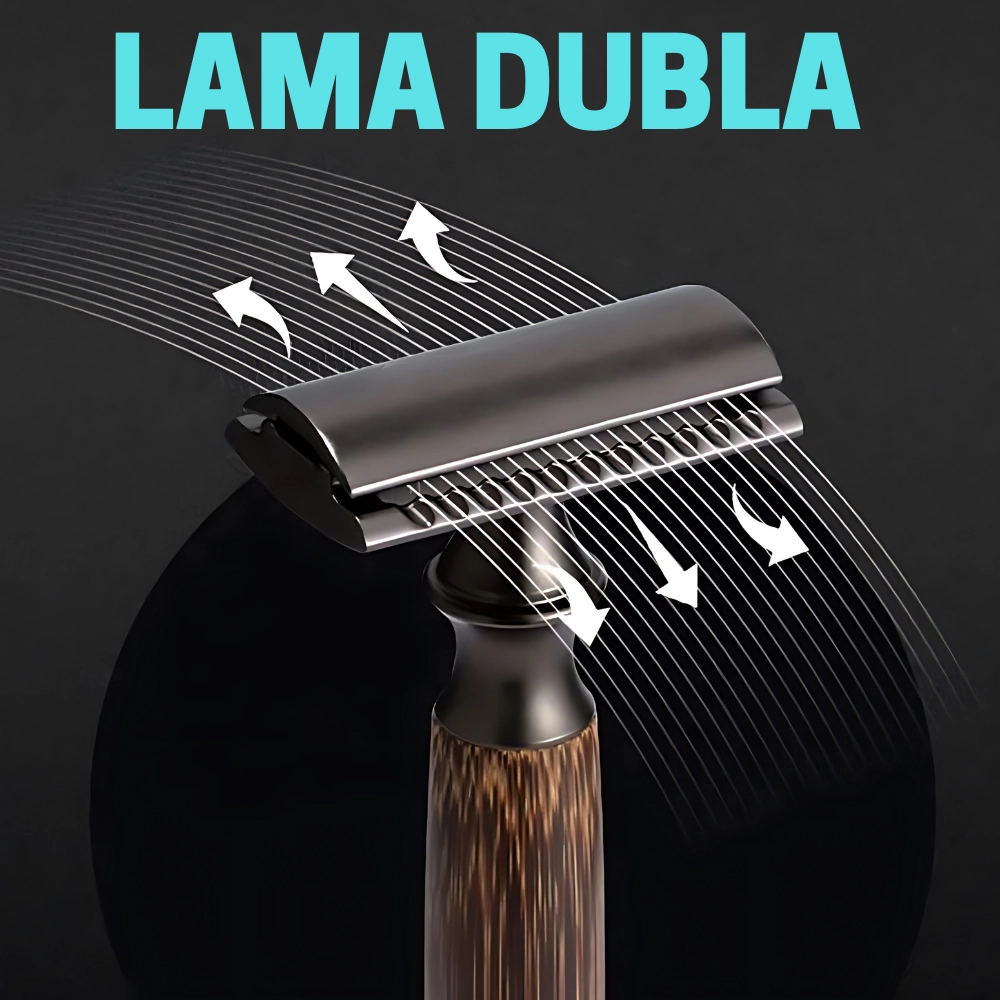 Aparat de ras clasic, maner din lemn, black [3]