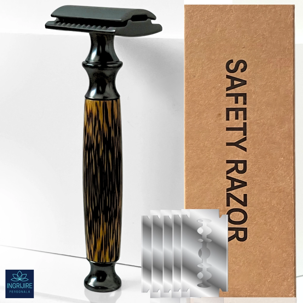 Aparate de ras clasice - Aparat de ras clasic, maner din lemn, black