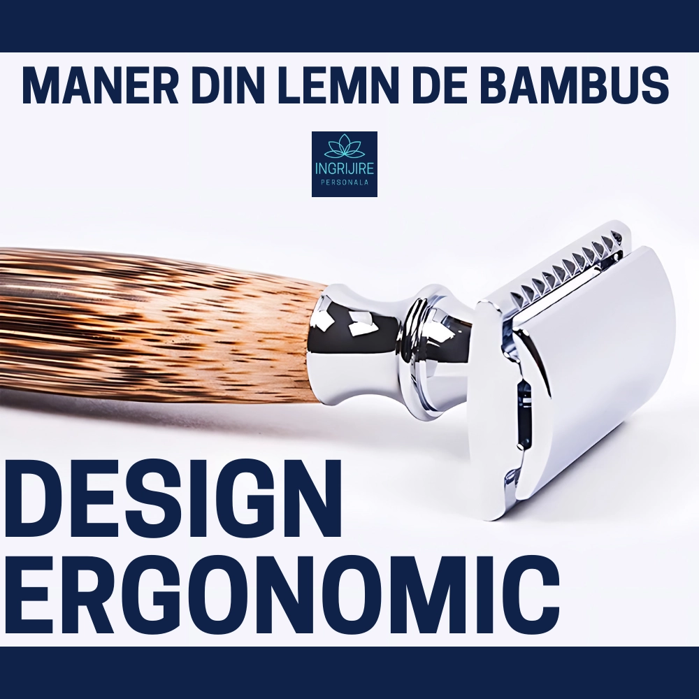 Aparat de ras clasic, maner din lemn, silver [6]