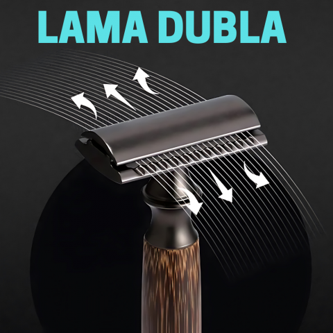 Aparat de ras clasic, maner din lemn, black [2]