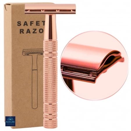 Aparate de ras clasice - Aparat de ras clasic, safety razor, rose gold