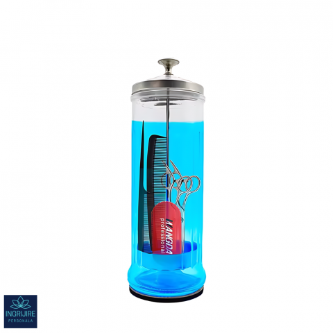 Accesorii frizerie - Barbicide, recipient din sticla pentru dezinfectarea instrumentelor 1500ml